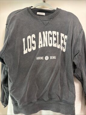 Anine Bing Gray Los Angeles Crewneck Sweatshirt